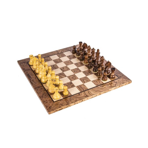 Wooden Chess set Walnut Burl Chessboard 34cm with Staunton Chessmen For Cheap