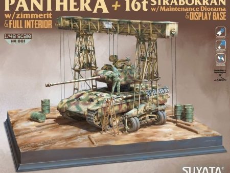 NO001 1 48 Panther A + 16T Strabokran w  Maintenance Diorama and Display Base Plastic Model Ki For Discount